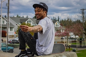 skater smoking pre rolled joint